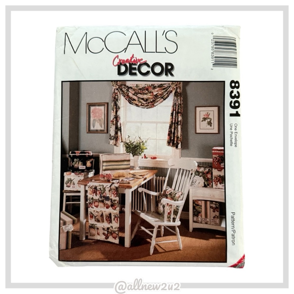 McCall's Creative Decor Craft or Sewing Room Decor Pattern 8391 $8 ot 4/$20. New